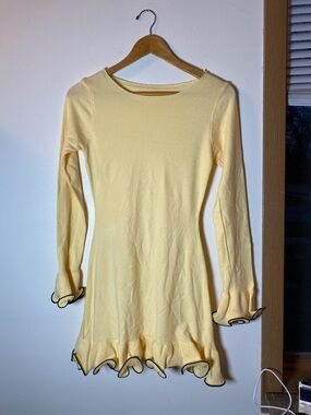 Yellow Ruffle-Hem Maxi Dress